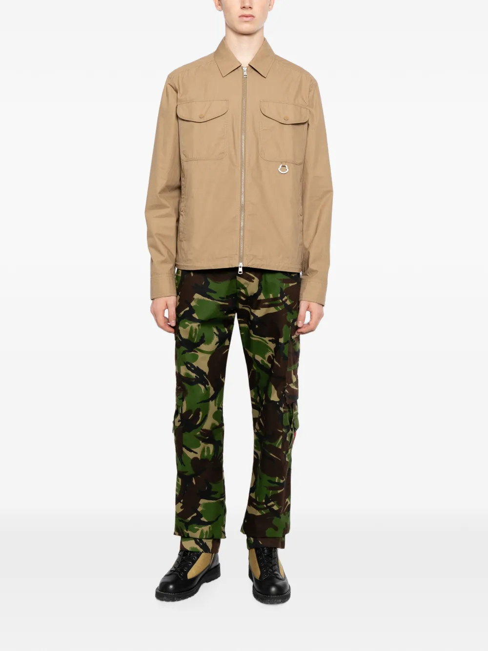 Moncler Shirtjack met rits Bruin
