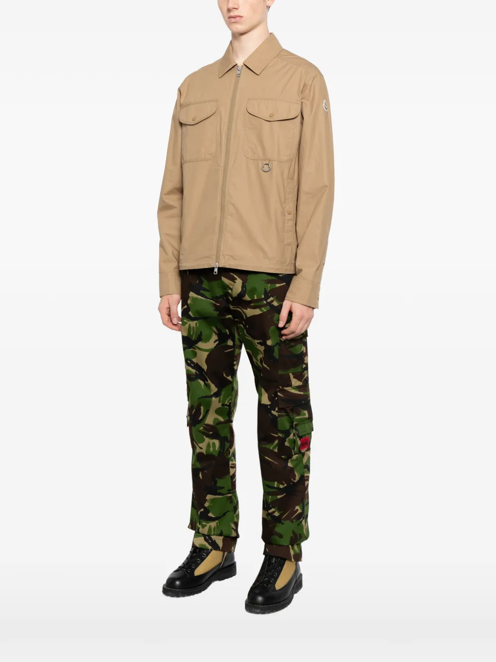 Moncler Shirtjack met rits Bruin