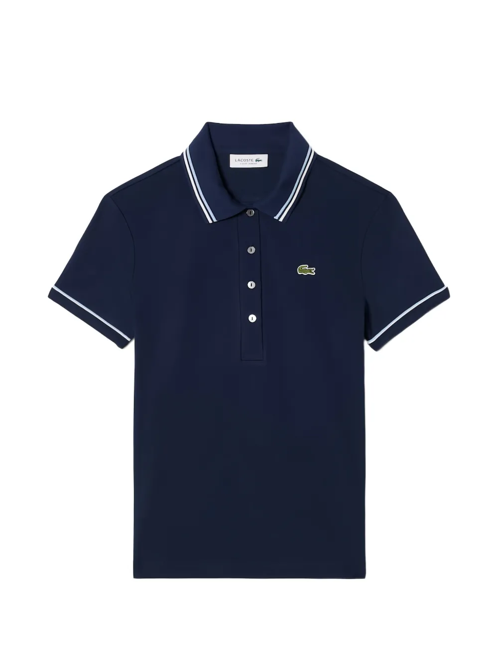 Lacoste striped-collar polo top - Blau