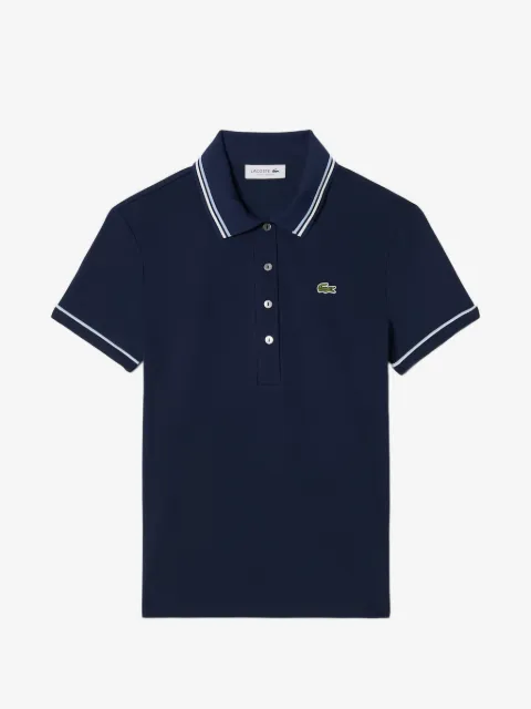 Lacoste striped-collar polo top