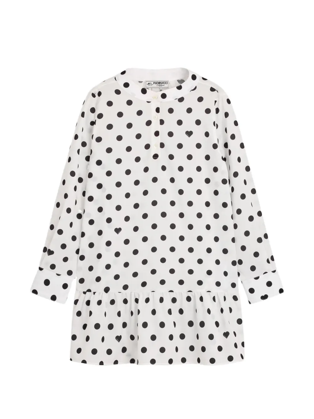Fiorucci Polka Dot Crepe de Chine Ruffled mini dress - Bianco