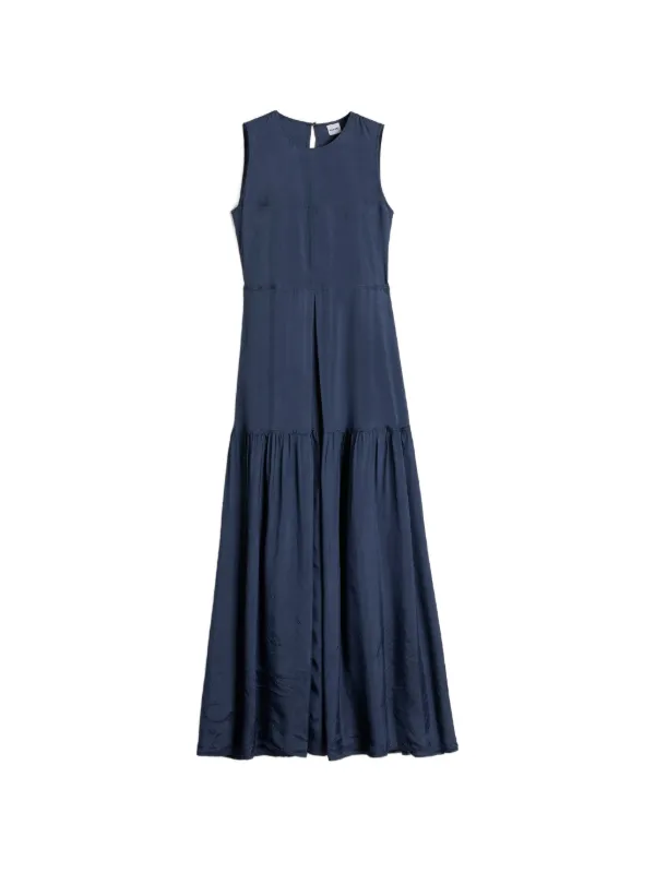 ASPESI Tiered Sleeveless Midi Dress in Blue
