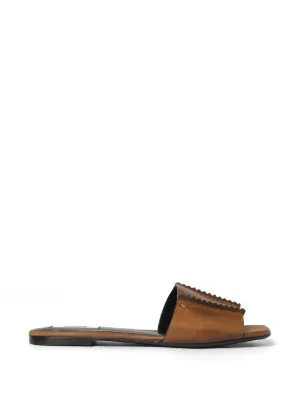 Dolce & Gabbana DG Logo Leather Sandals | Brown | FARFETCH