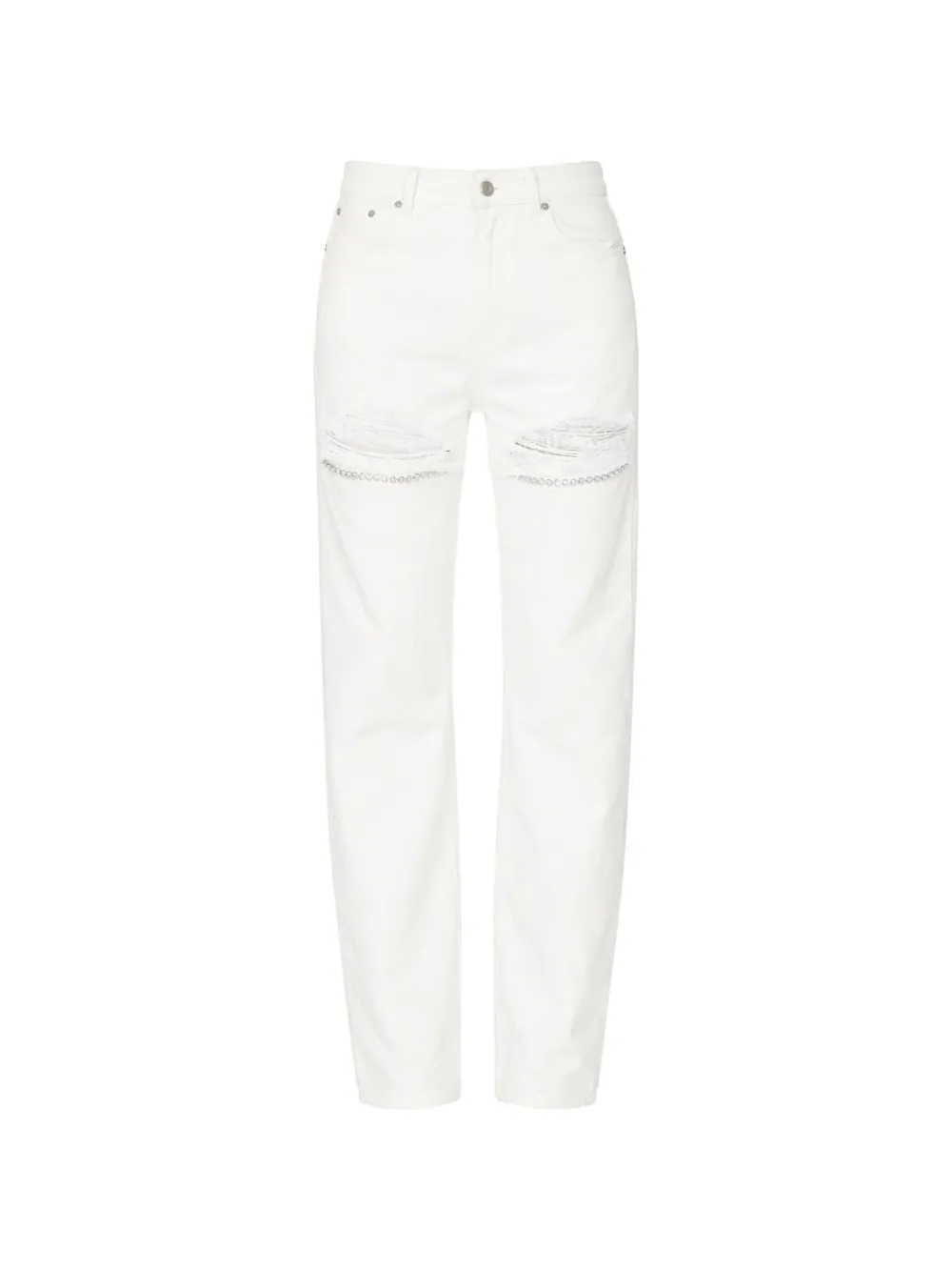 AREA crystal-embellished ripped jeans - Bianco