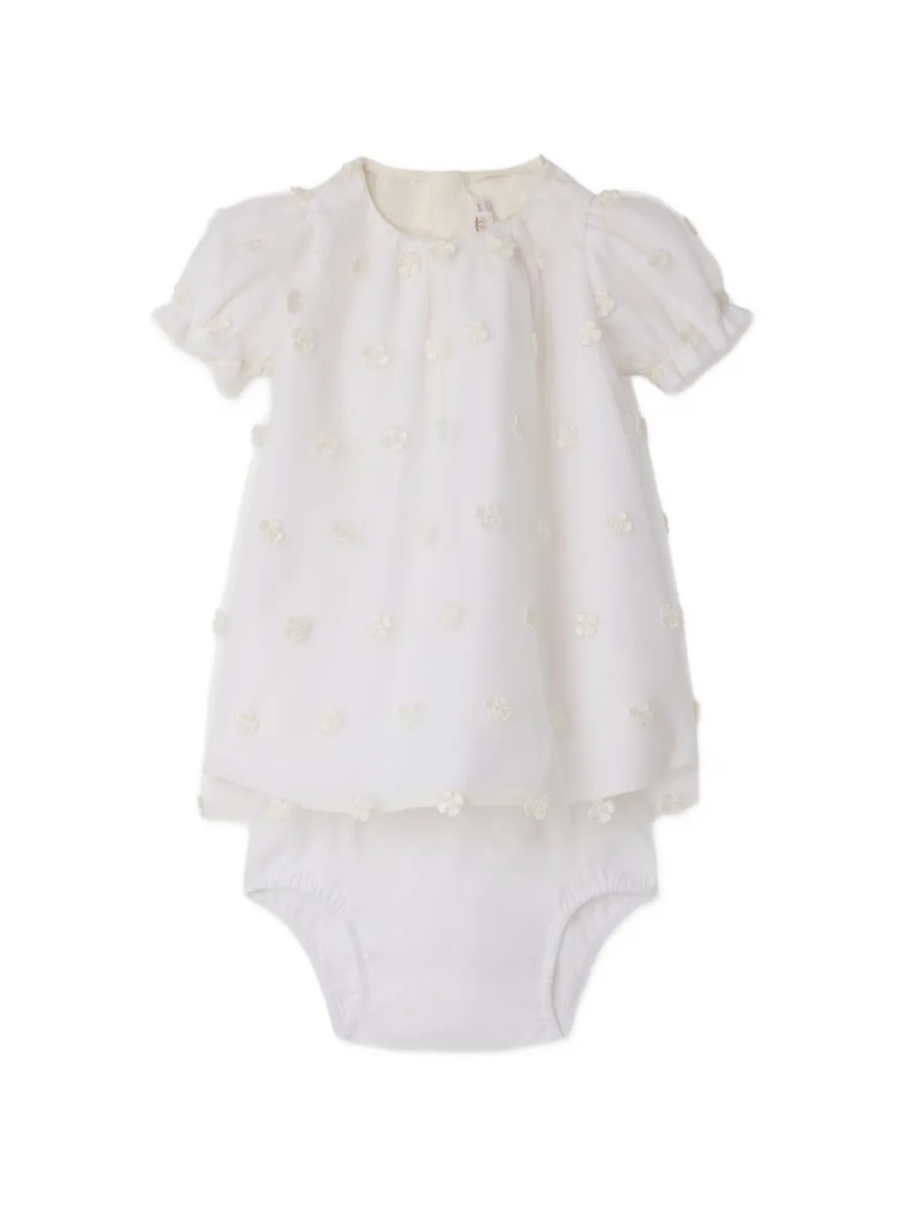 Bonpoint Lelisa flower-emboridered dress set - Bianco