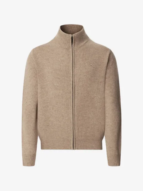 Hackett London zip ribbed knit cardigan