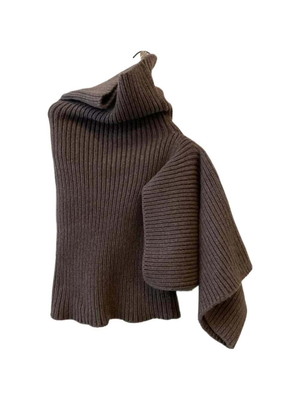 Rick Owens turtleneck ribbed knit top - Marrone