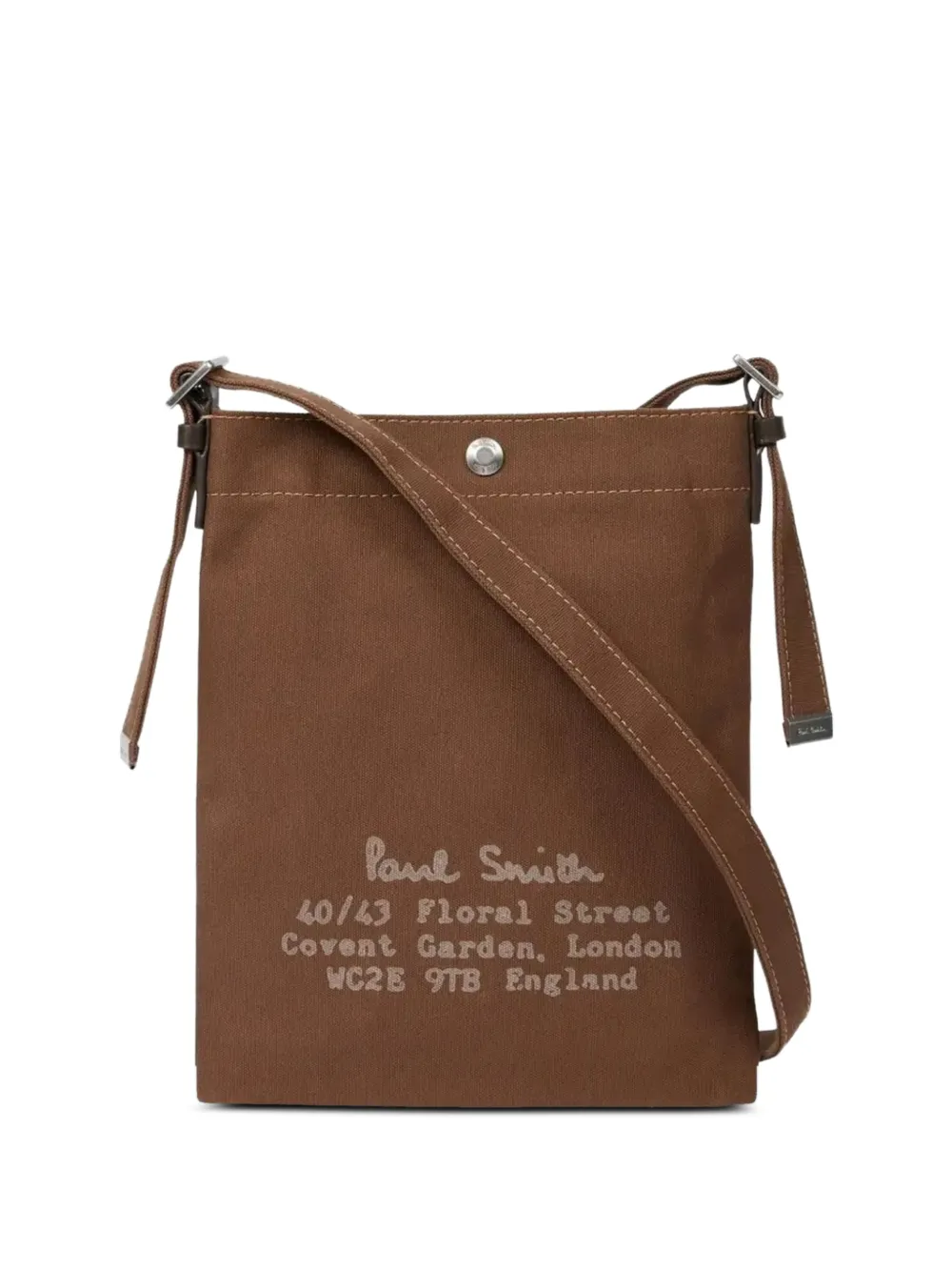 Paul Smith text-print messenger bag - Marrone