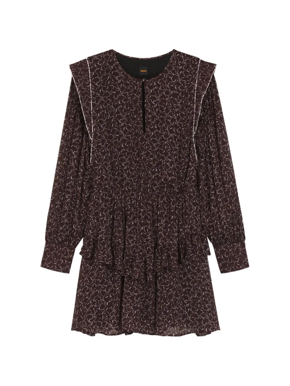 BOSS ruffled floral dress - Marrone