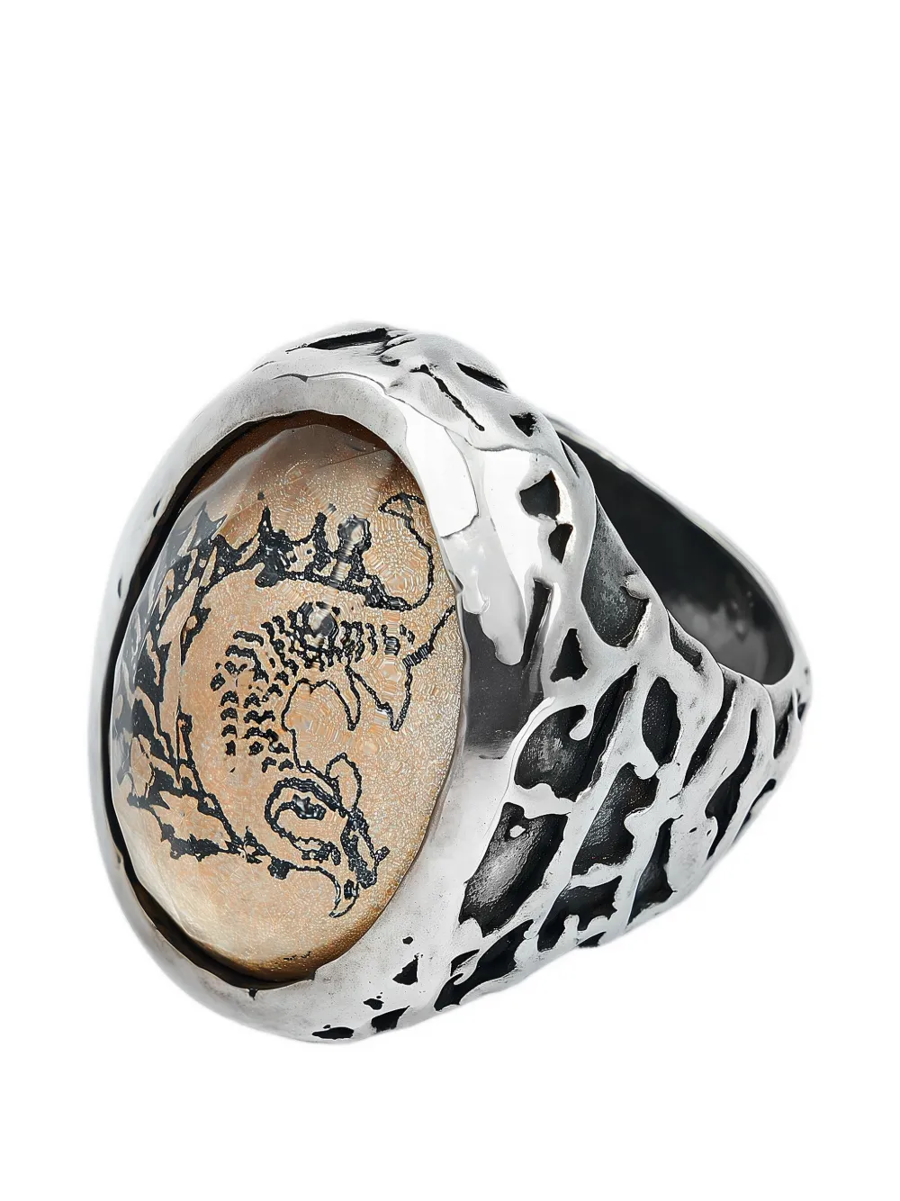 Gem Kingdom Dragon Silver Ring In Pattern