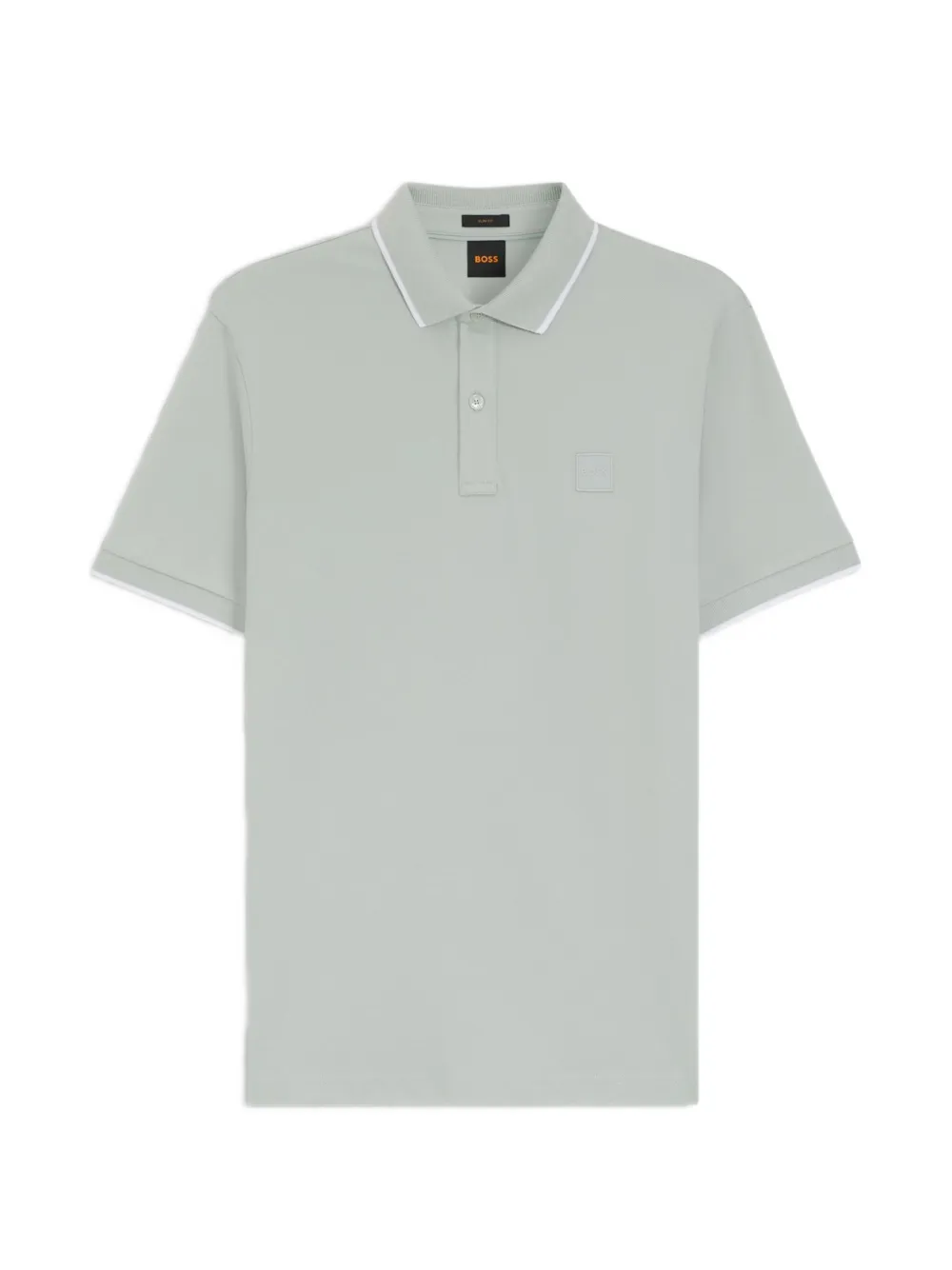 BOSS Stretch-katoenen slim-fit poloshirt met logo-patch Grijs