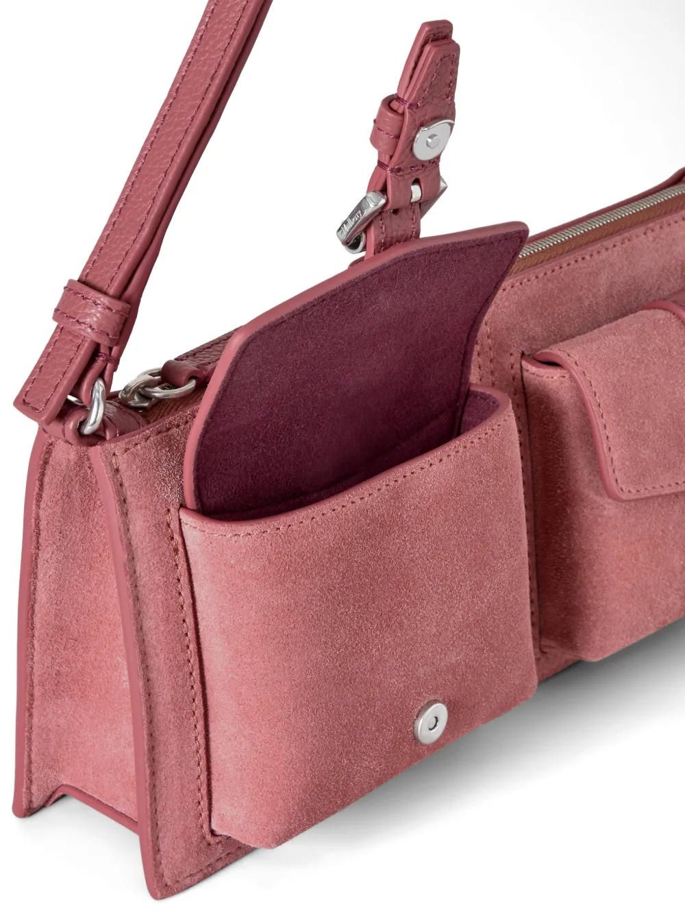 Mulberry Roxanne suède schoudertas met gesp Roze