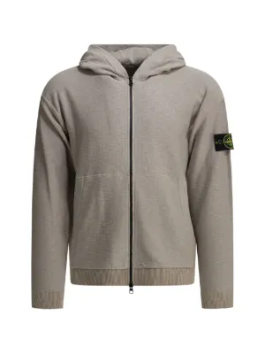 Stone Island zip-up Hooded Waffle Sweatshirt | Green | FARFETCH