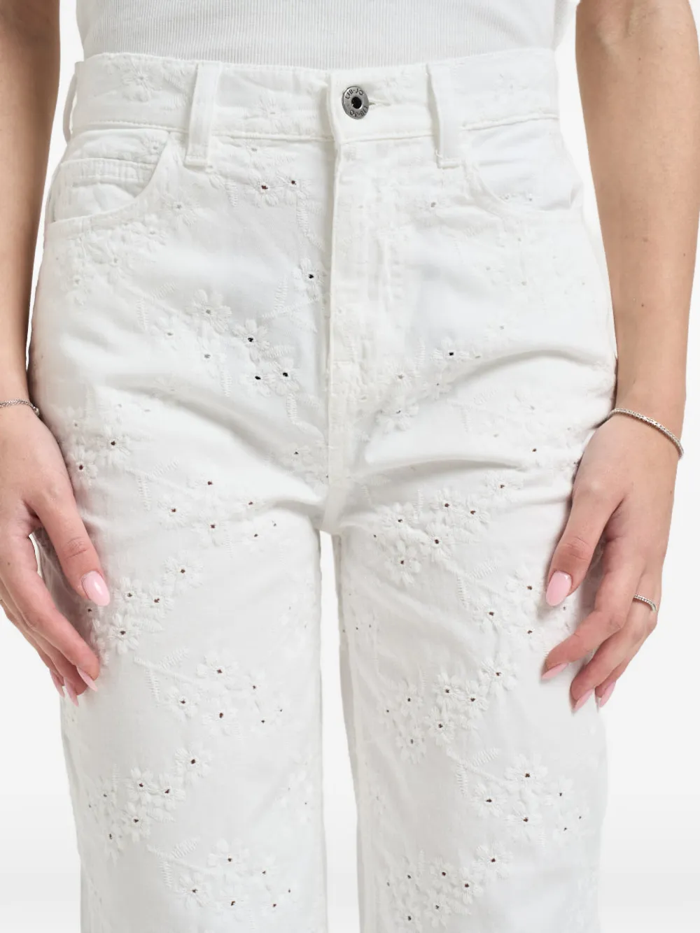 LIU JO Broek met borduurwerk Wit
