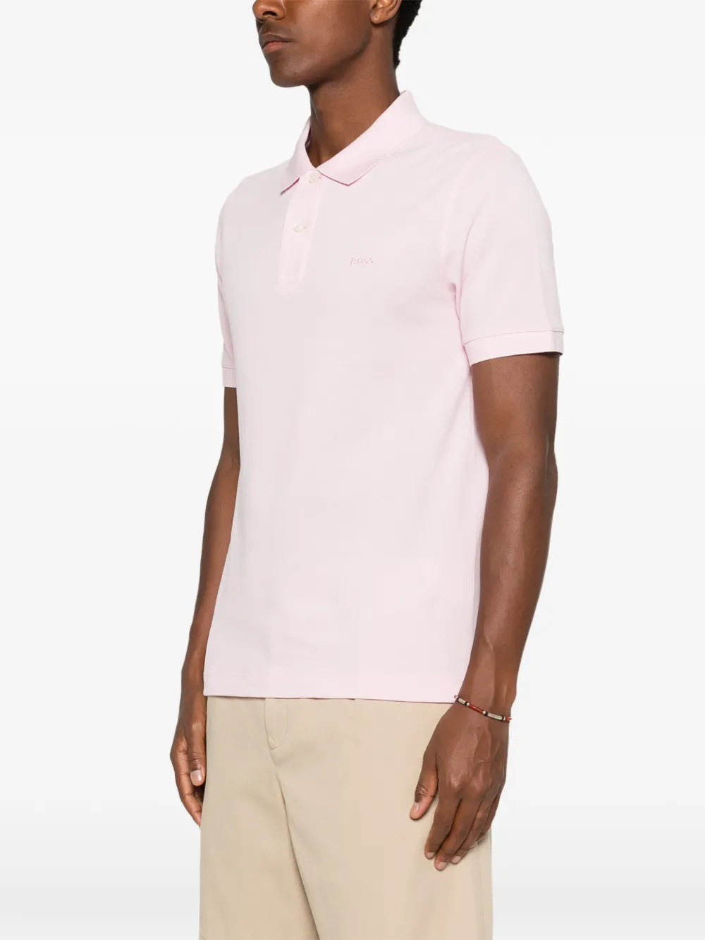 BOSS Poloshirt met geborduurd logo Roze