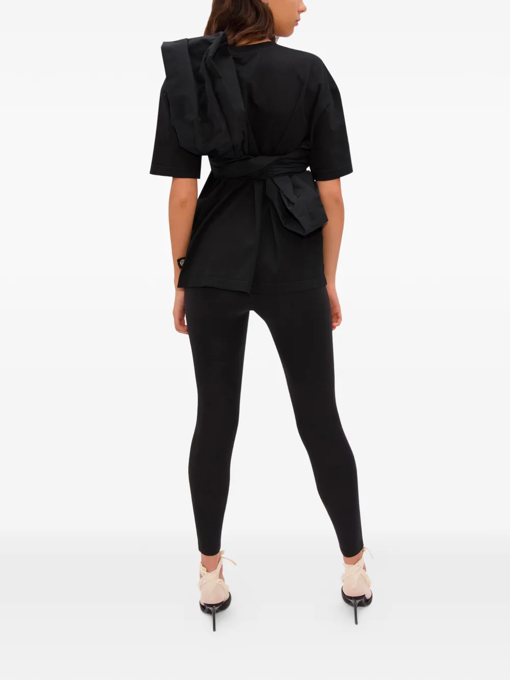 AREA Taffeta geknoopt T-shirt Zwart