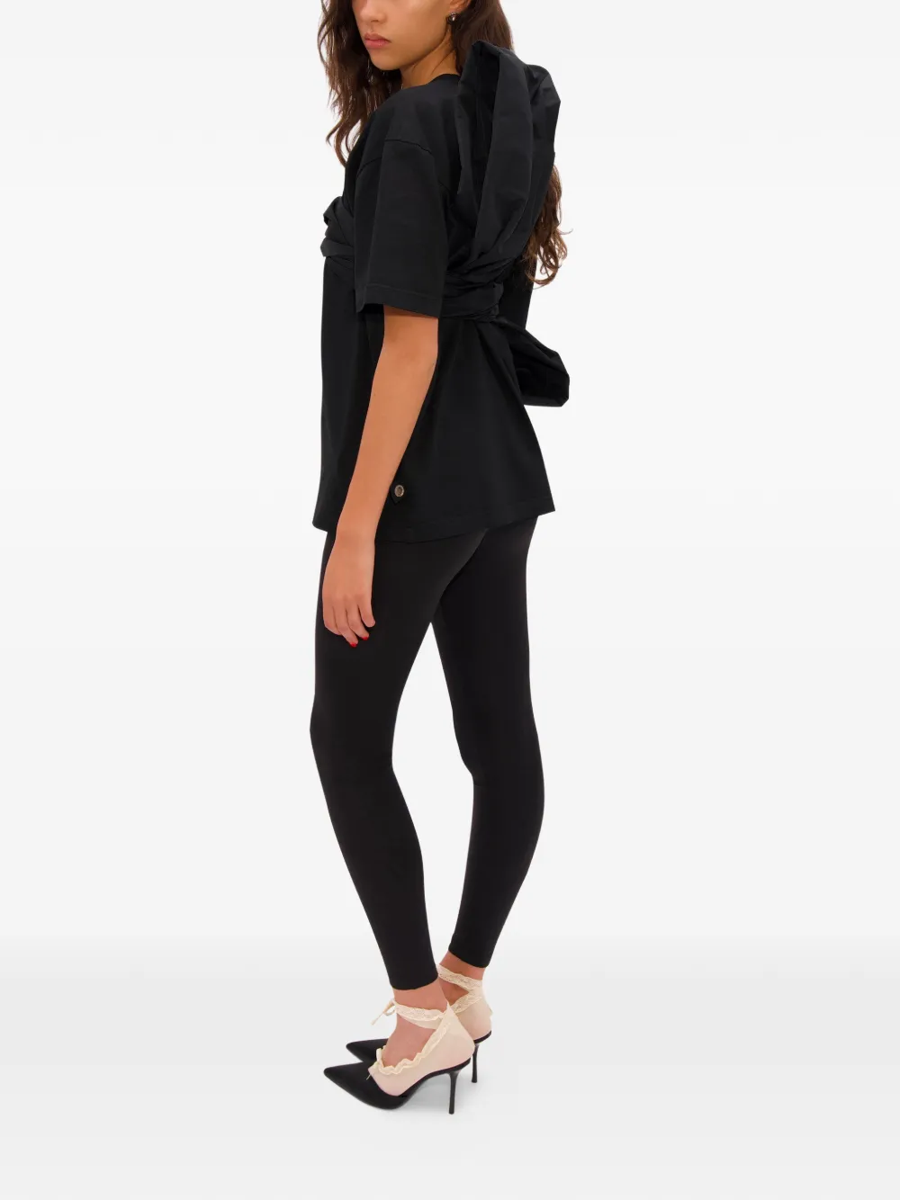 AREA Taffeta geknoopt T-shirt Zwart