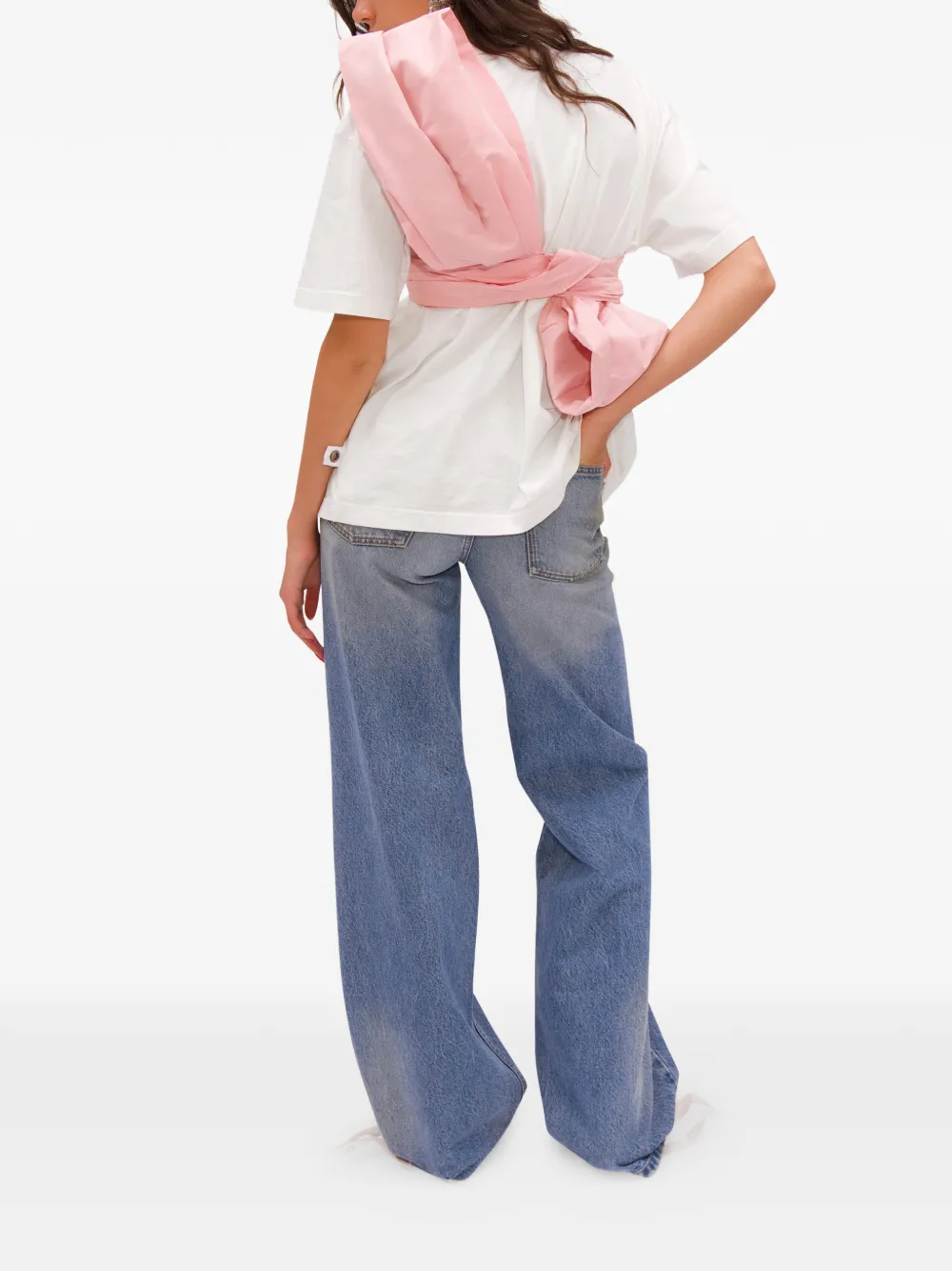 AREA Taffeta geknoopt T-shirt Wit