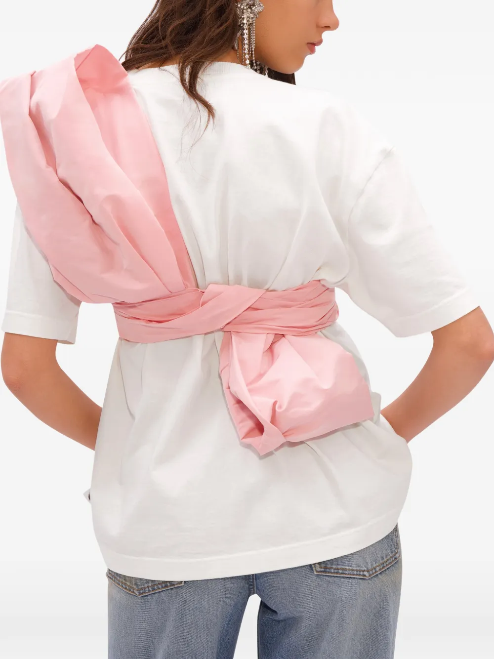 AREA Taffeta geknoopt T-shirt Wit