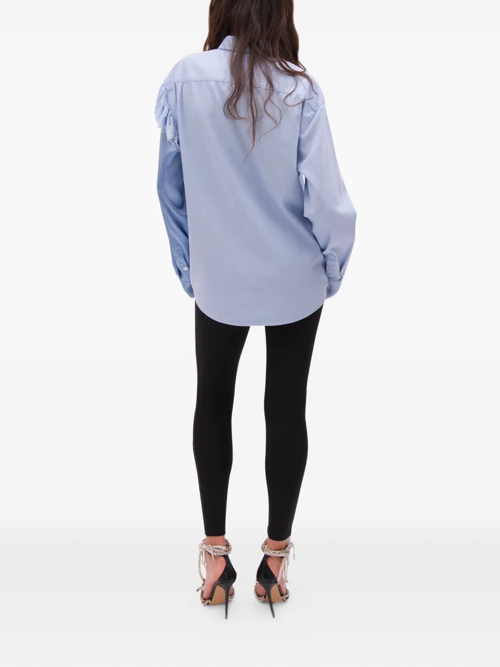 AREA Gedeconstrueerd overhemd met franje Blauw