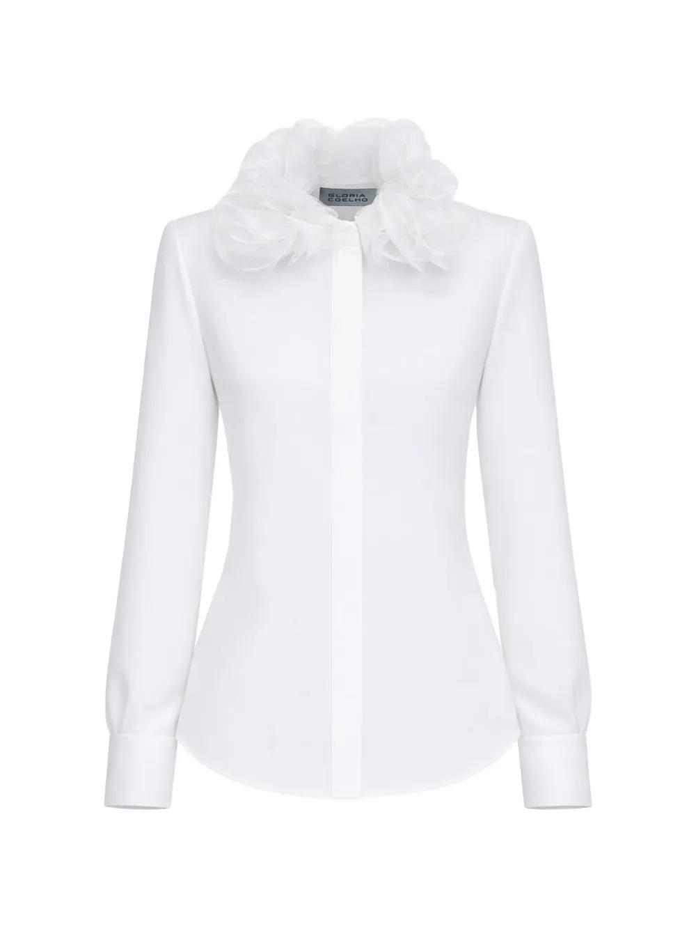 Gloria Coelho 3D rose-collar shirt - Bianco
