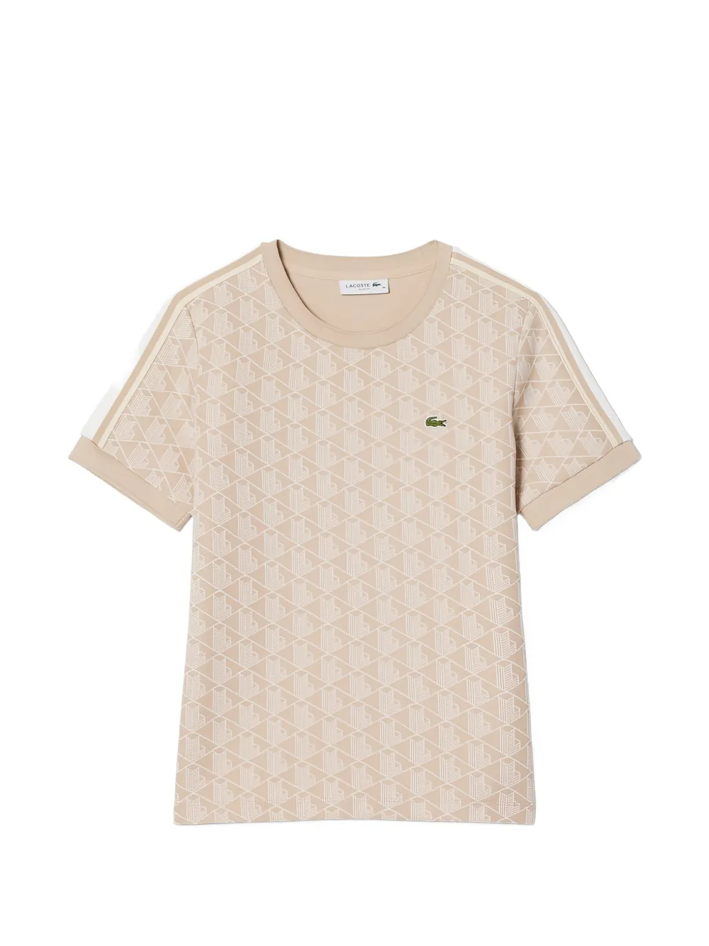 Lacoste geometric print striped T-shirt - Nude