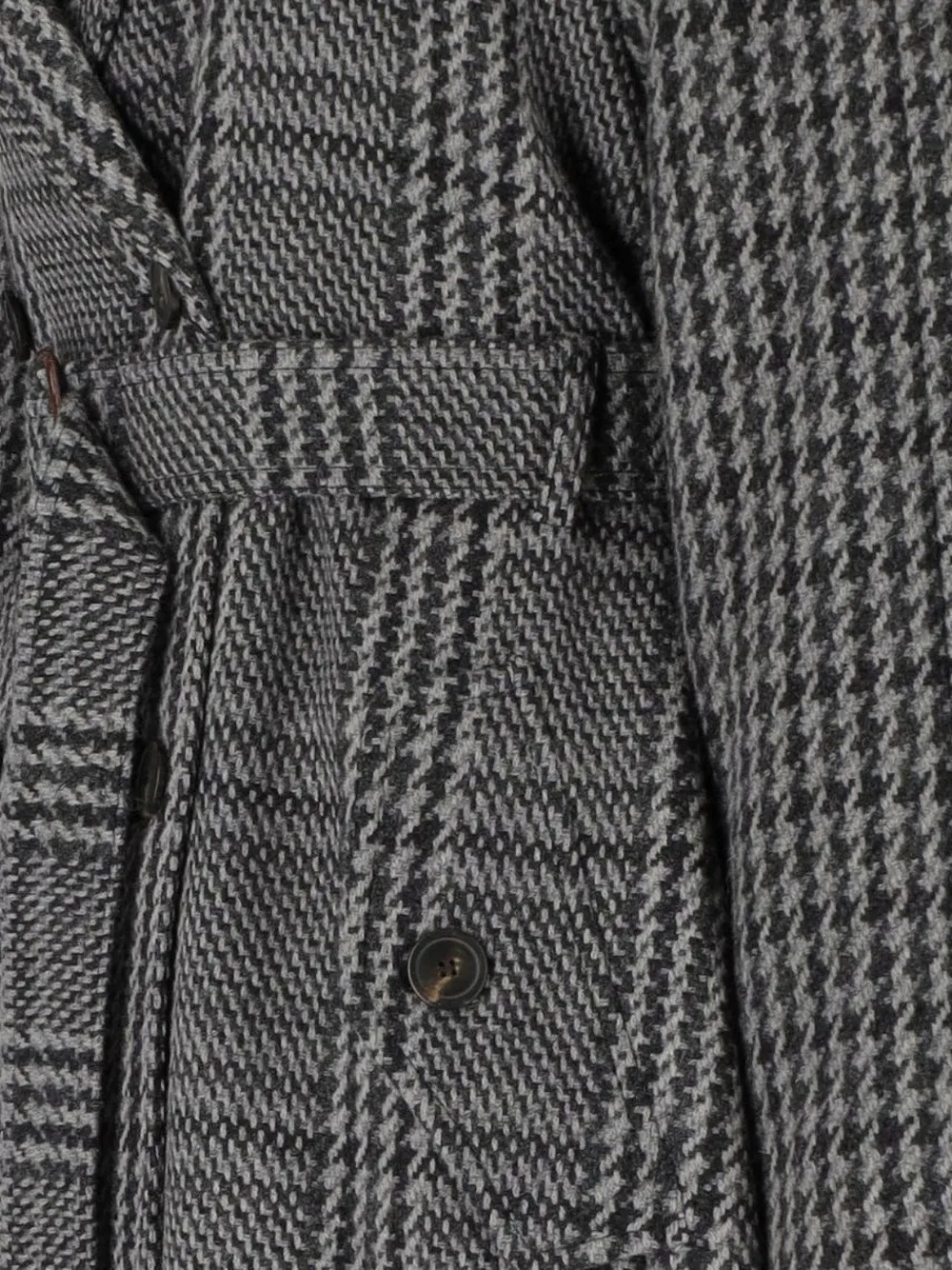  Weekend Max Mara Abrigo A Cuadros Con Flecos - Gris 