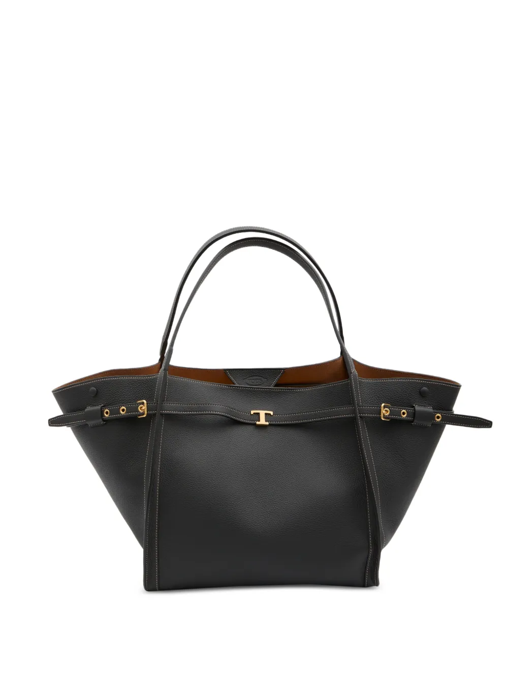 Tod's hammered t leather tote bag - Nero