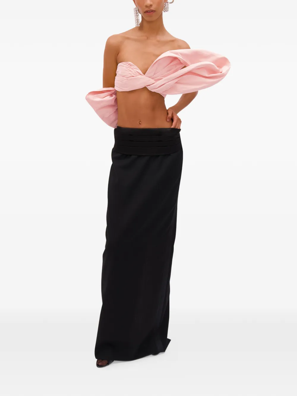 AREA Geknoopte taffeta bandeau top Roze