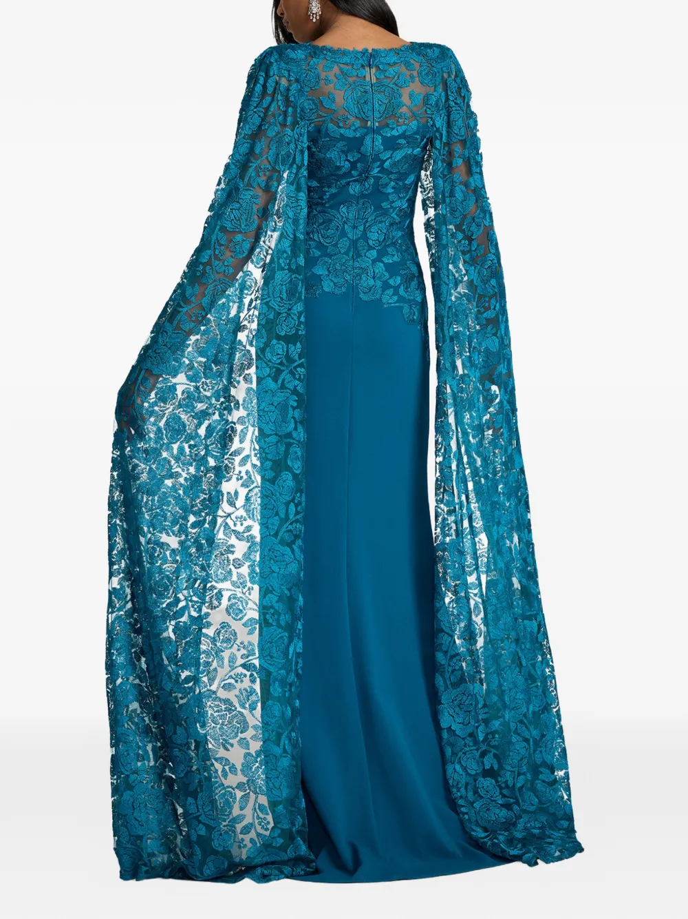 Tadashi Shoji Maxi-avondjurk met bloemenkant Blauw