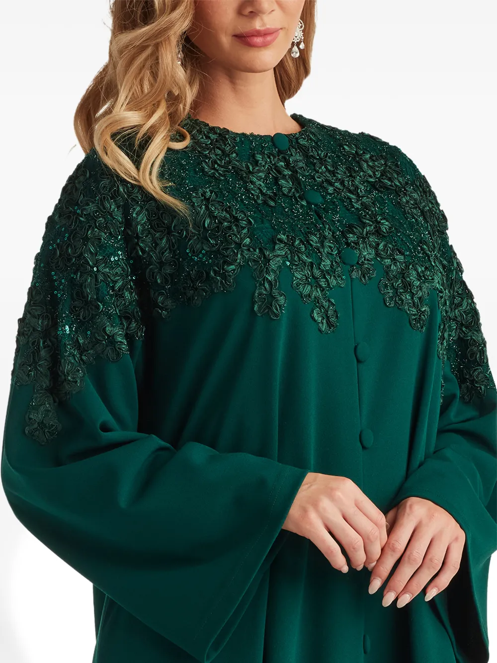 Tadashi Shoji Button-up jurk met bloemapplicatie Groen