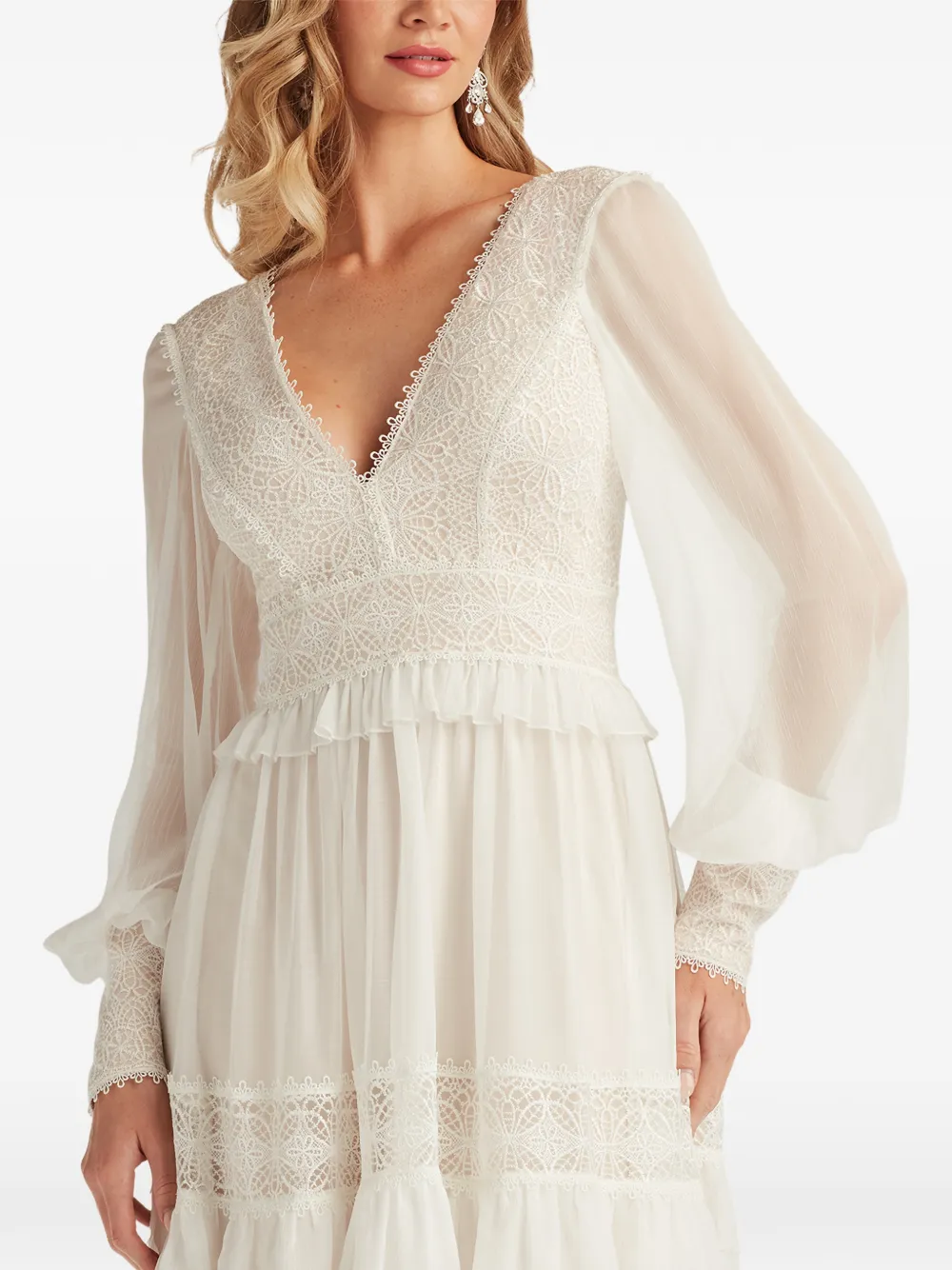 Tadashi Shoji Jurk met ruches en kant Wit