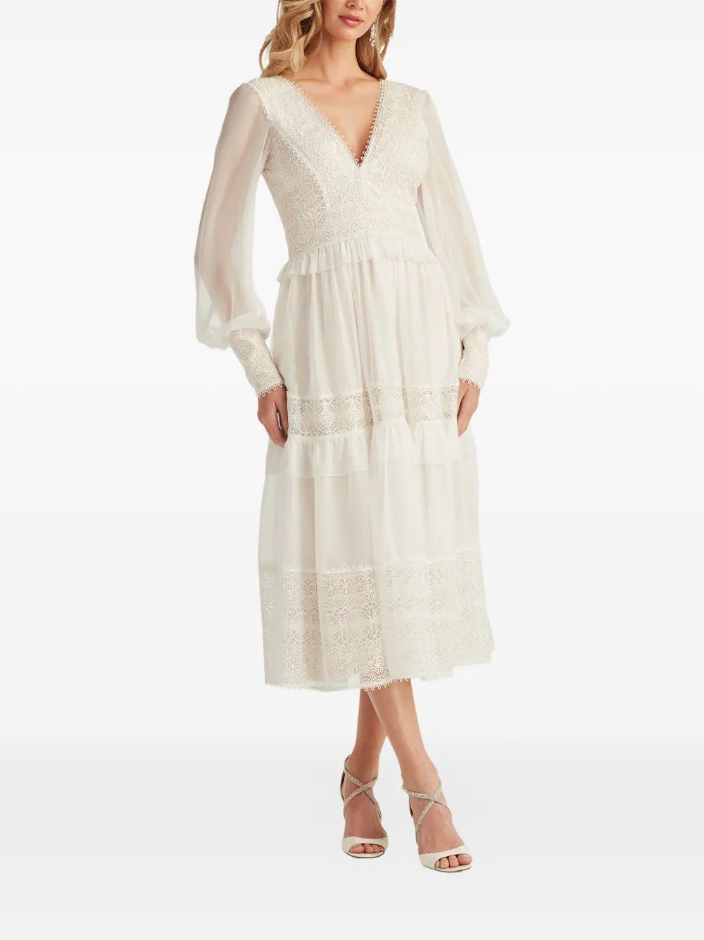 Tadashi Shoji Jurk met ruches en kant Wit