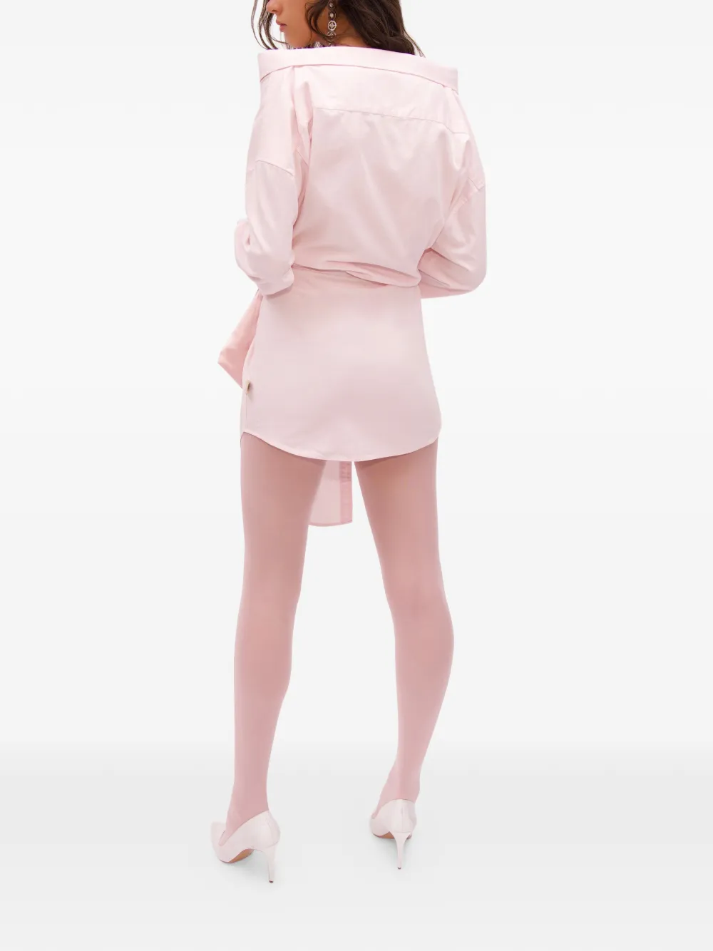AREA Oxford blousejurk met satijnen knoop Roze