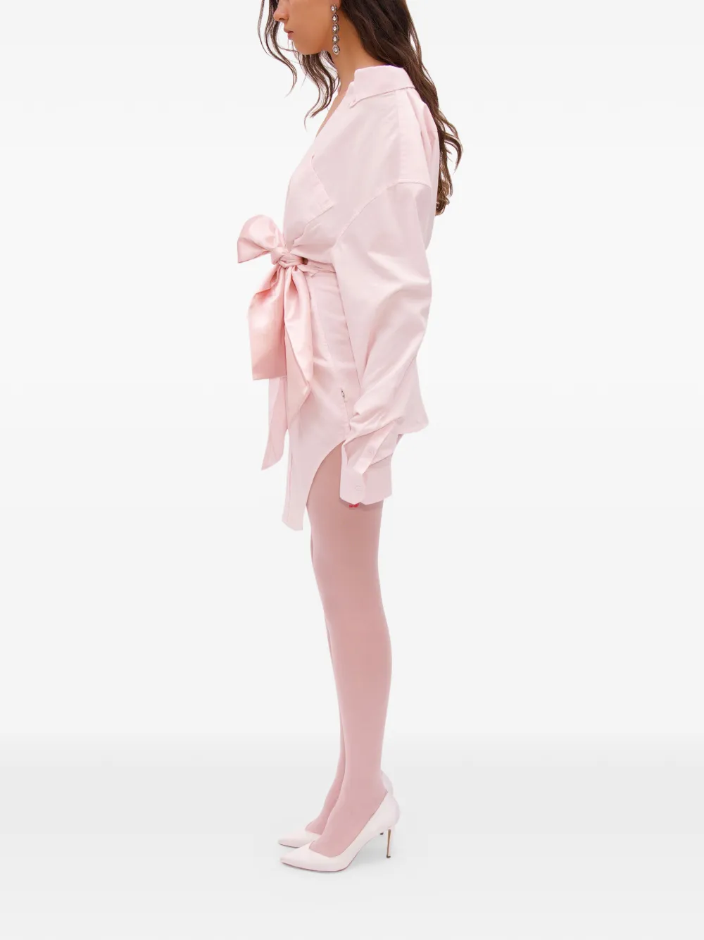 AREA Oxford blousejurk met satijnen knoop Roze
