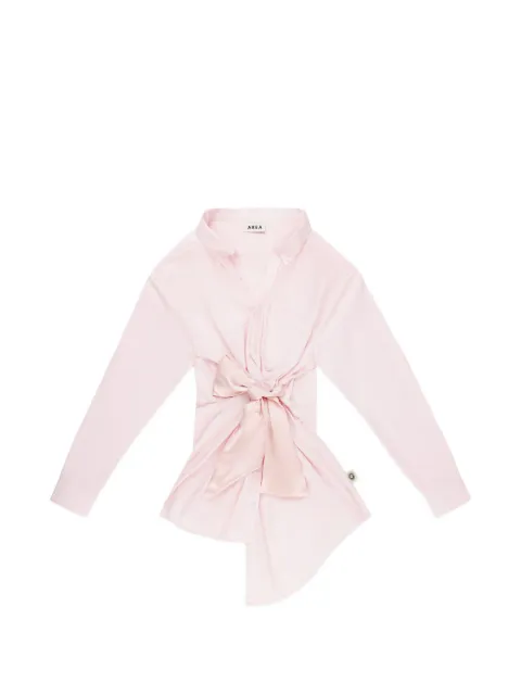 AREA satin-knot Oxford shirt dress