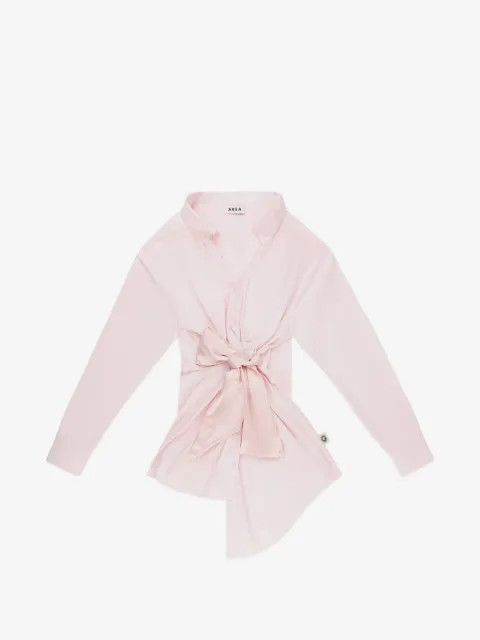 AREA satin-knot Oxford shirt dress