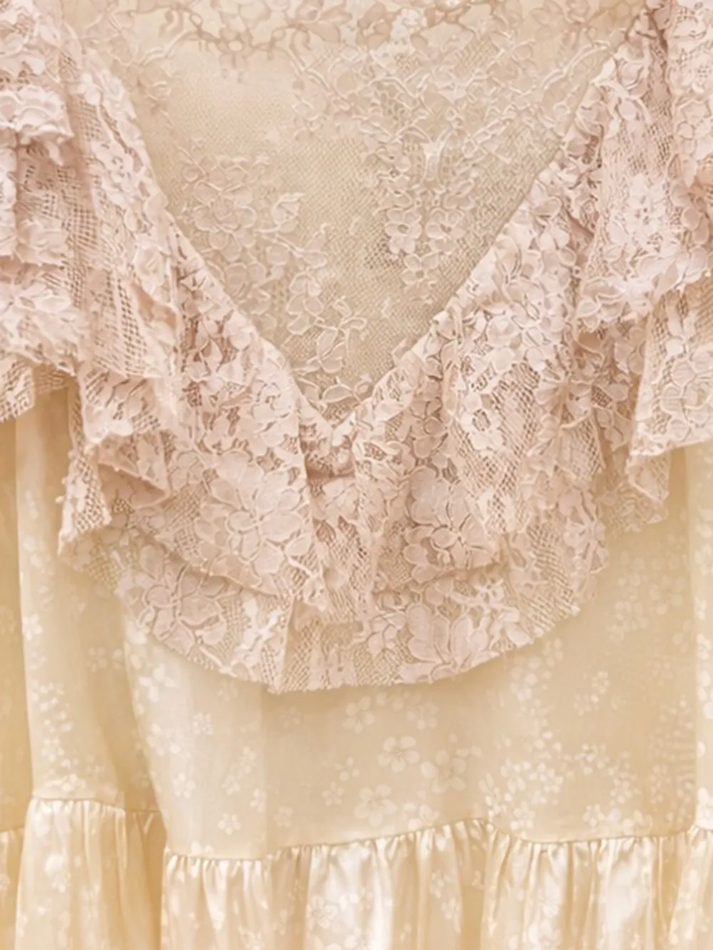  Sea Ruffled-lace V-neck Top - Neutrals 