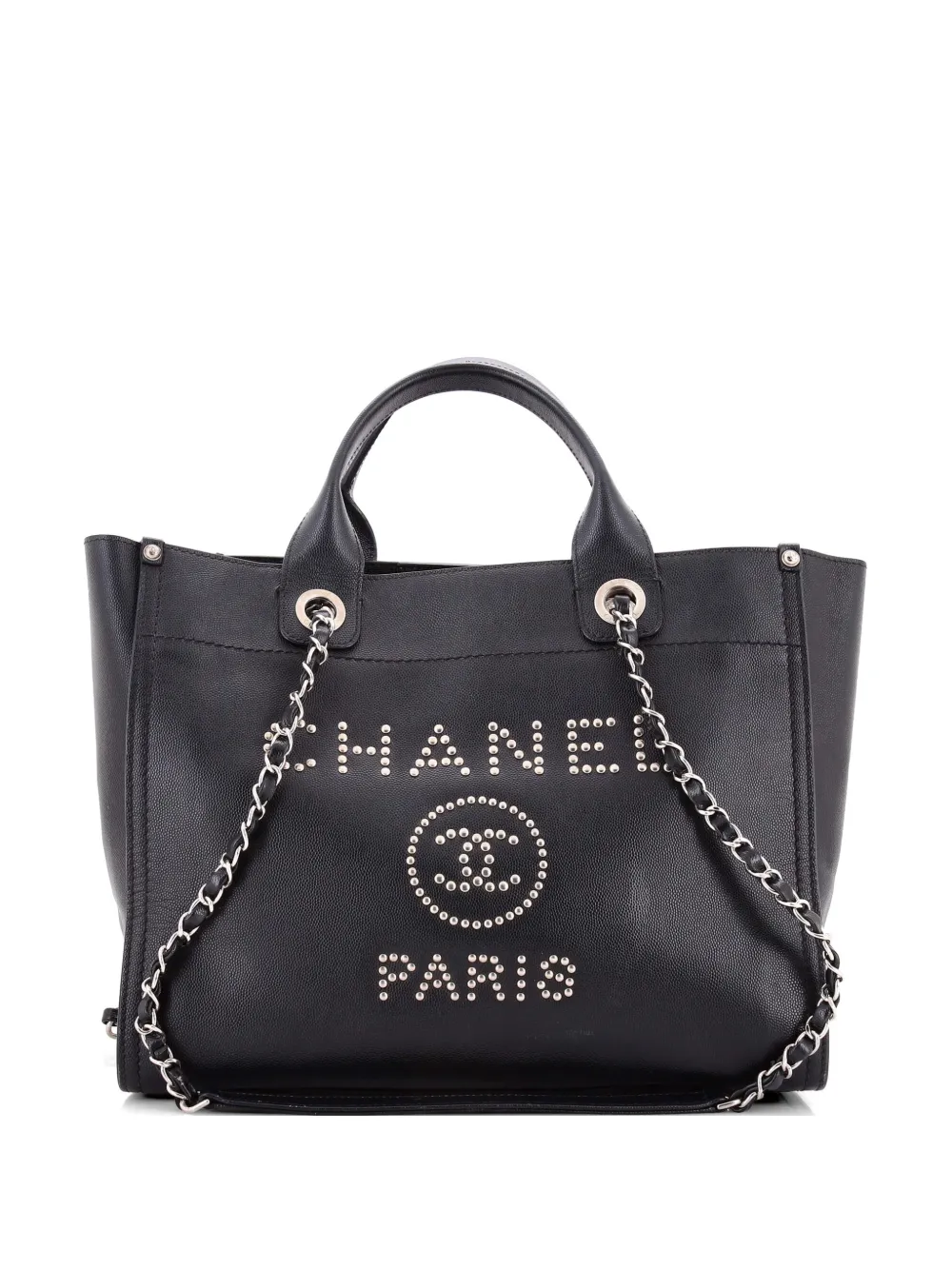CHANEL Pre-Owned Deauville Studded Caviar Small tote bag - Nero