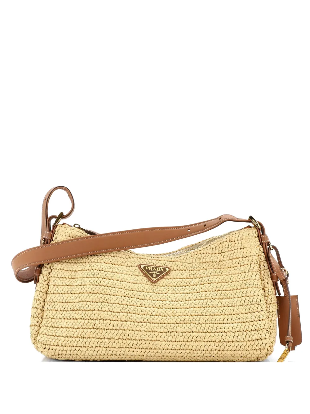 Prada Pre-Owned Aimee Raffia and Leather Large shoulder bag - Marrone