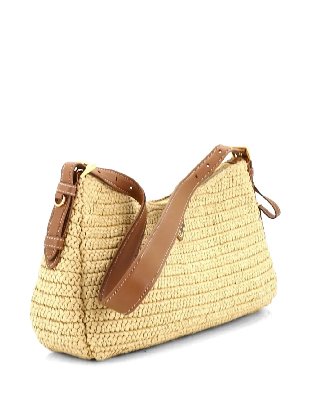 Aimee Raffia And Leather Large Shoulder Bag