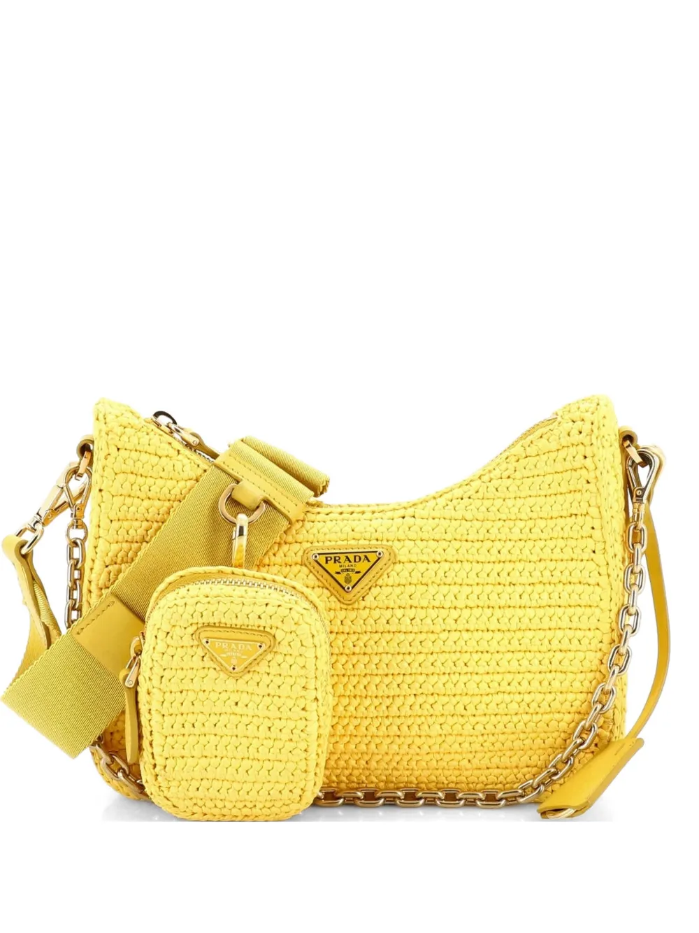Prada Pre-Owned Re-Edition 2005 Shoulder Bag Raffia Small crossbody bag - Yellow