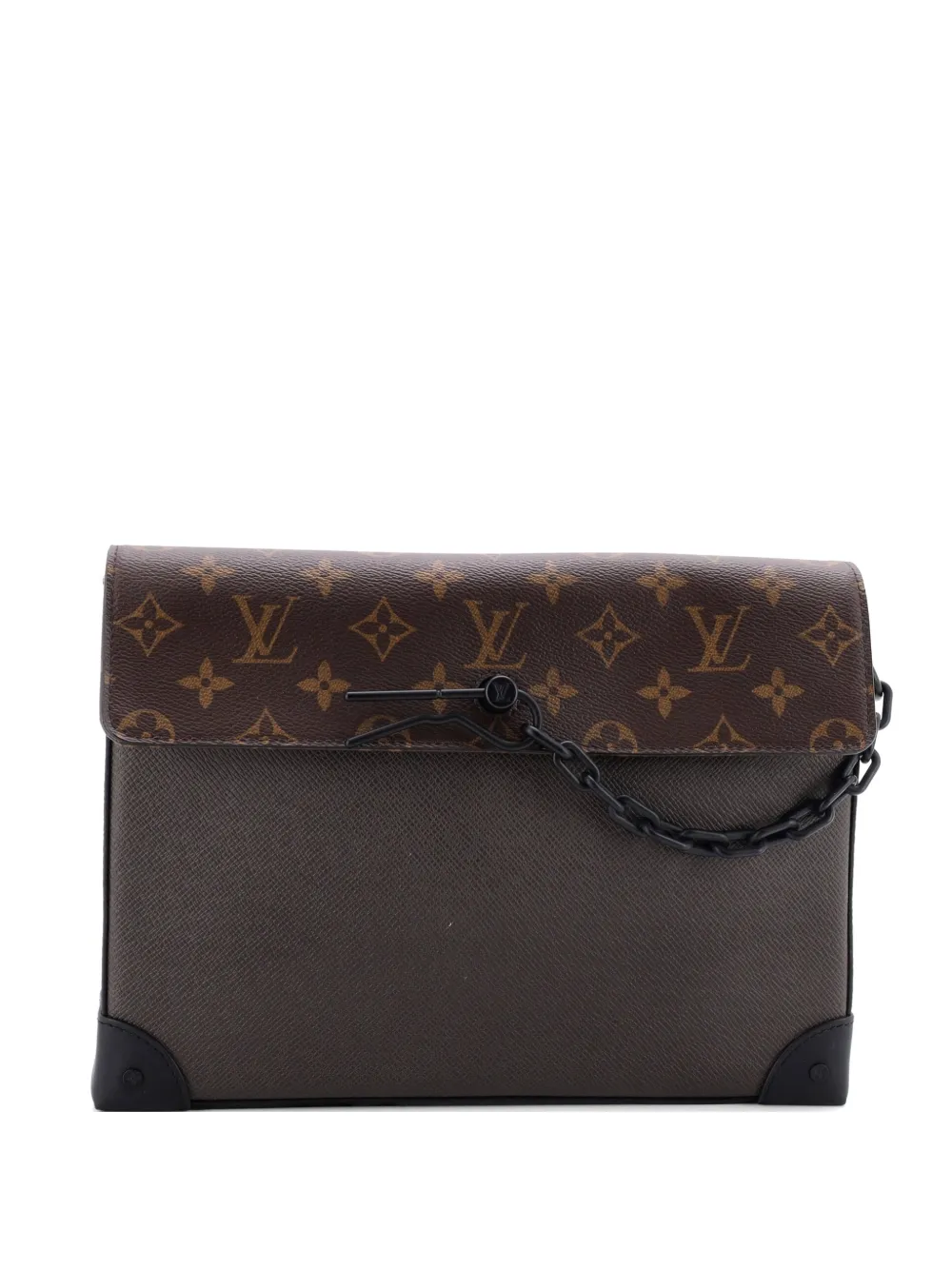 Louis Vuitton Pre-Owned Pochette Voyage Steamer Leather and Monogram Canvas clutch bag - Nero