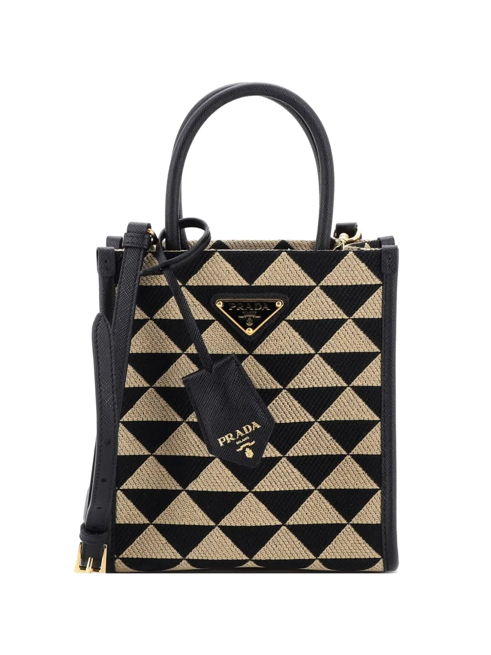 Prada Pre-Owned Symbole Shopper Tote Jacquard Mini crossbody bag - Nero