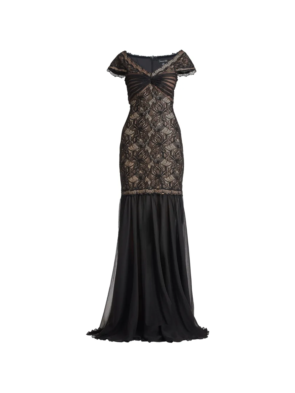 Tadashi Shoji lace striped dress - Nero