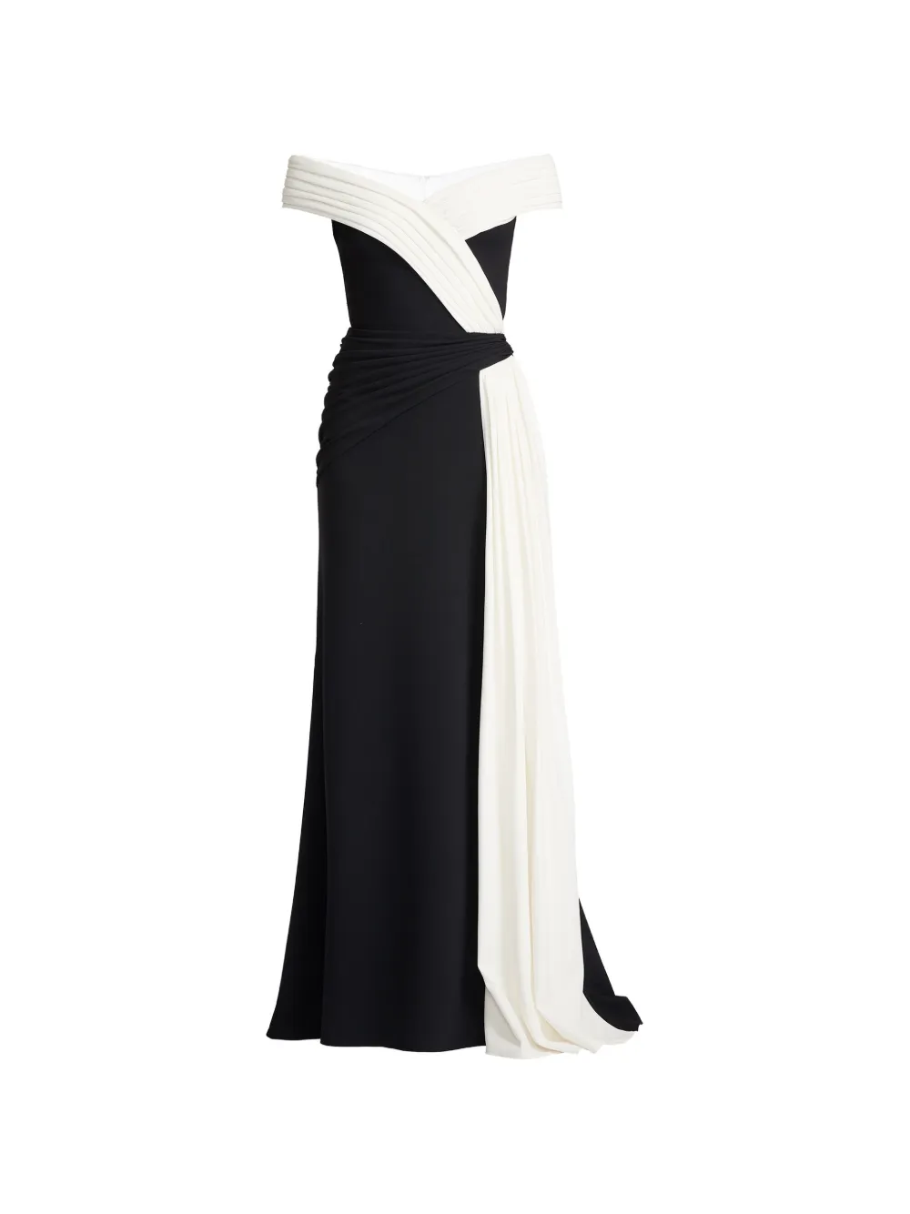Tadashi Shoji draped shoulder slit dress - Black