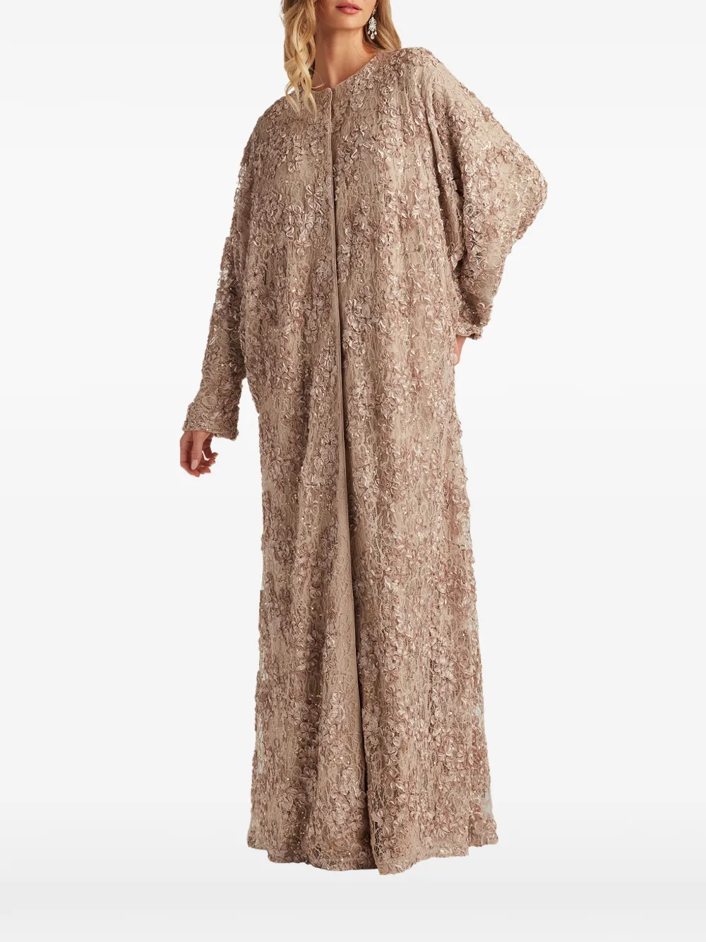 Tadashi Shoji Jurk met pailletten en bloemenprint Beige
