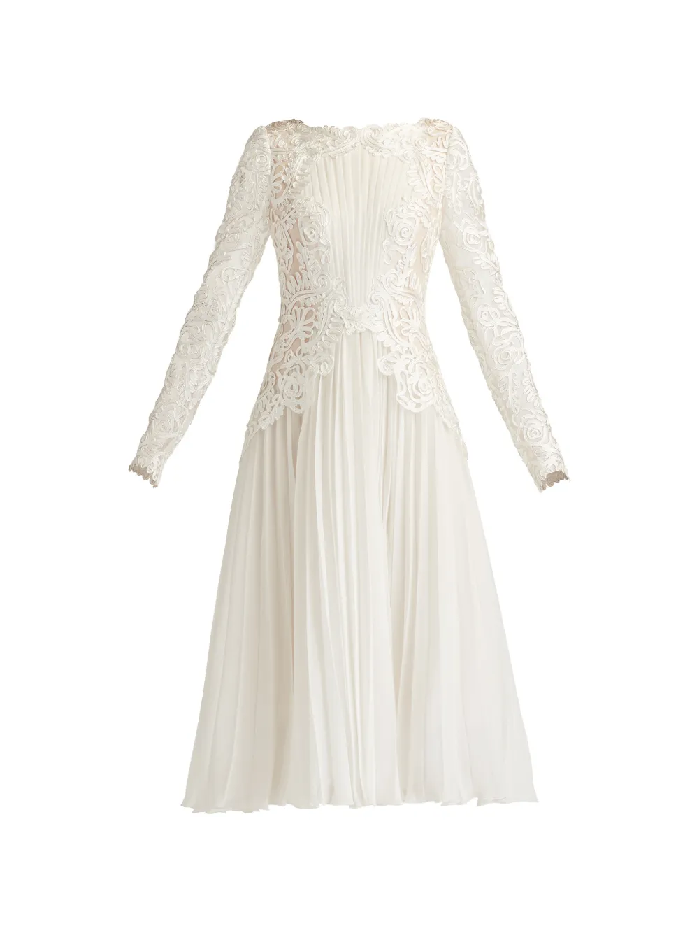 Tadashi Shoji lace pleated dress - White