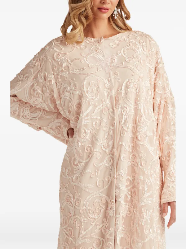 tadashi shoji sequin embellished dress Surette Sequin Embroidered & Pleated Chiffon Gown-BK/ND-10