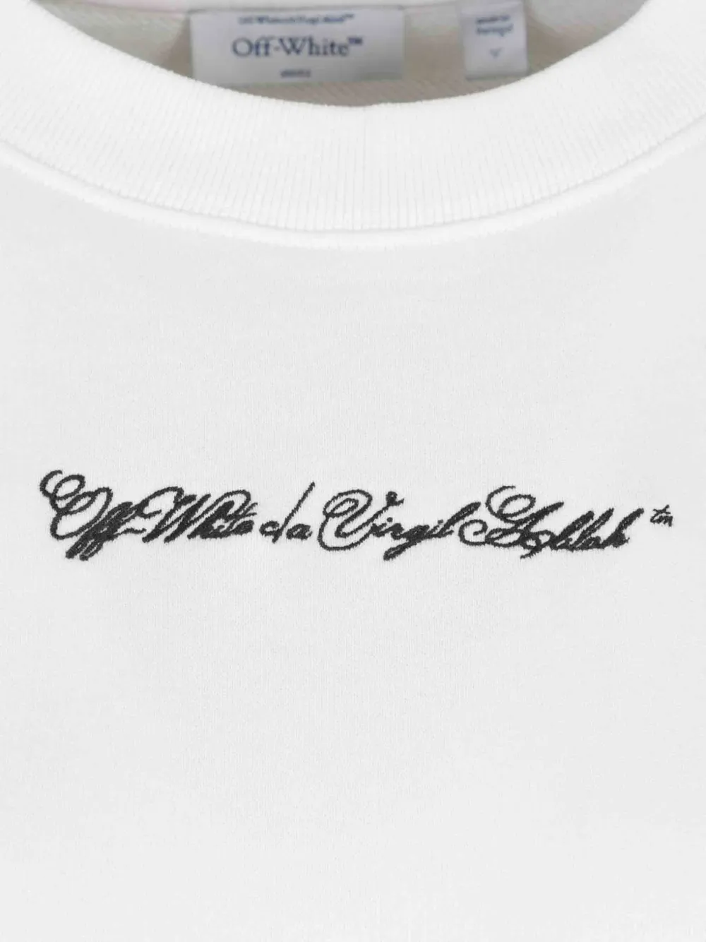 Off-White Cropped sweater met ronde hals en geborduurd Arrow-script Wit